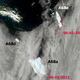Satellite view of iceberg A68a and its remnants as seen today, January 7, 2021.